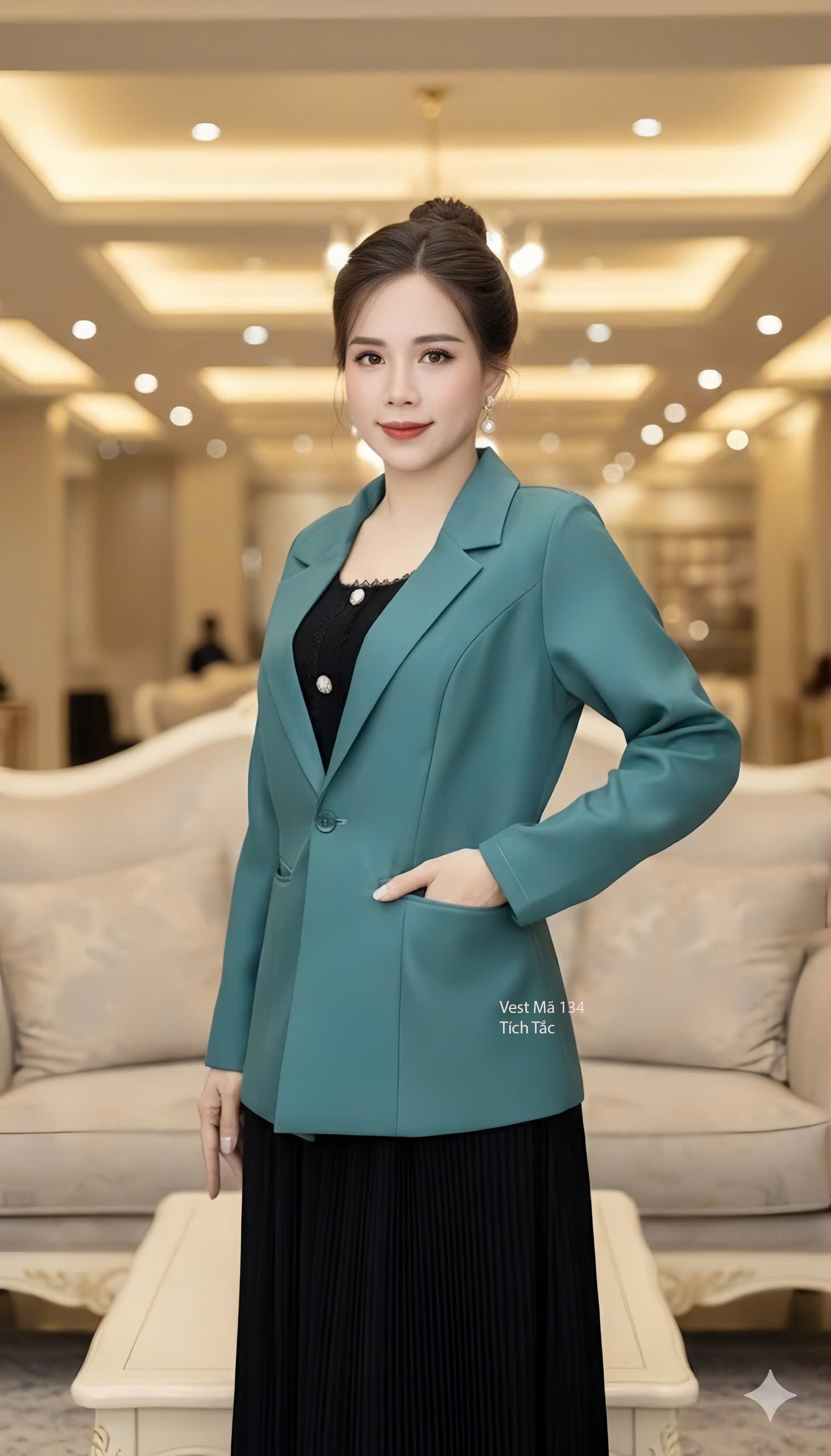 Ao khoac vest mau xanh f134 4