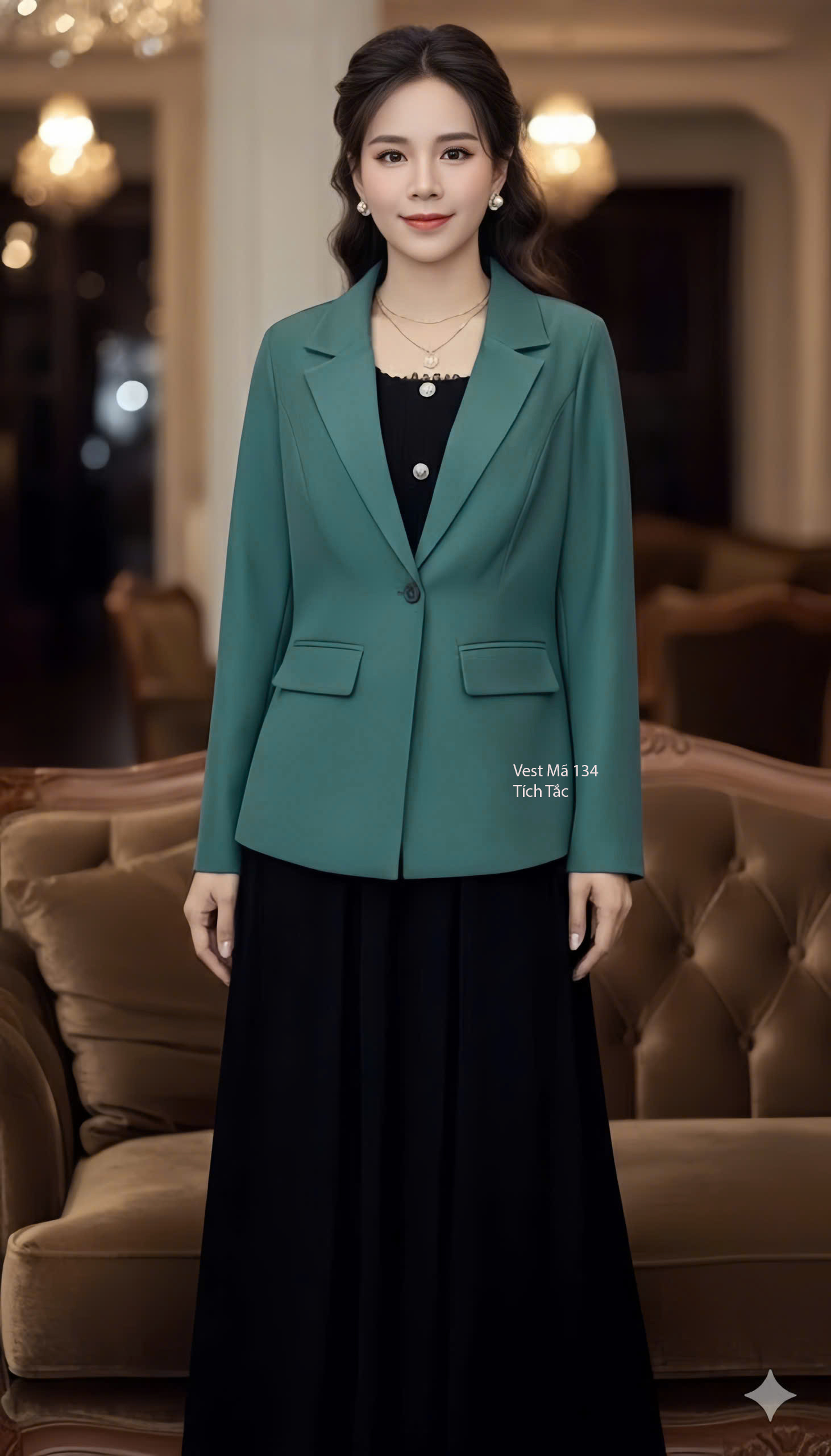 Ao khoac vest mau xanh f134 8