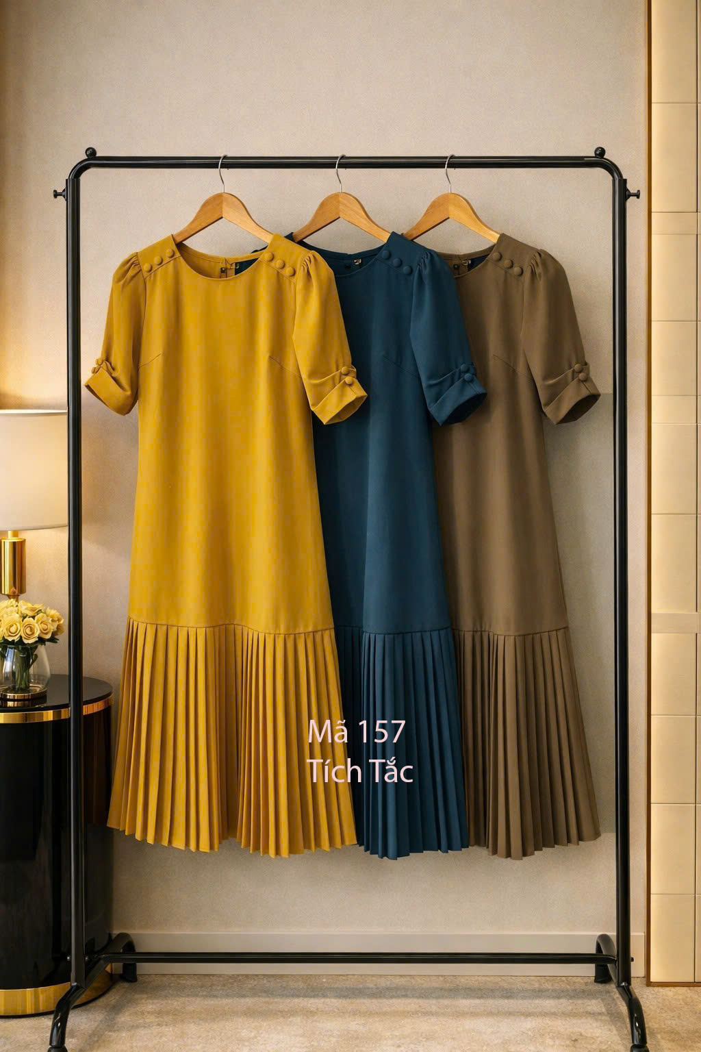 Dam co tron dap ly vai dinh nut mau vang nghe f157 4