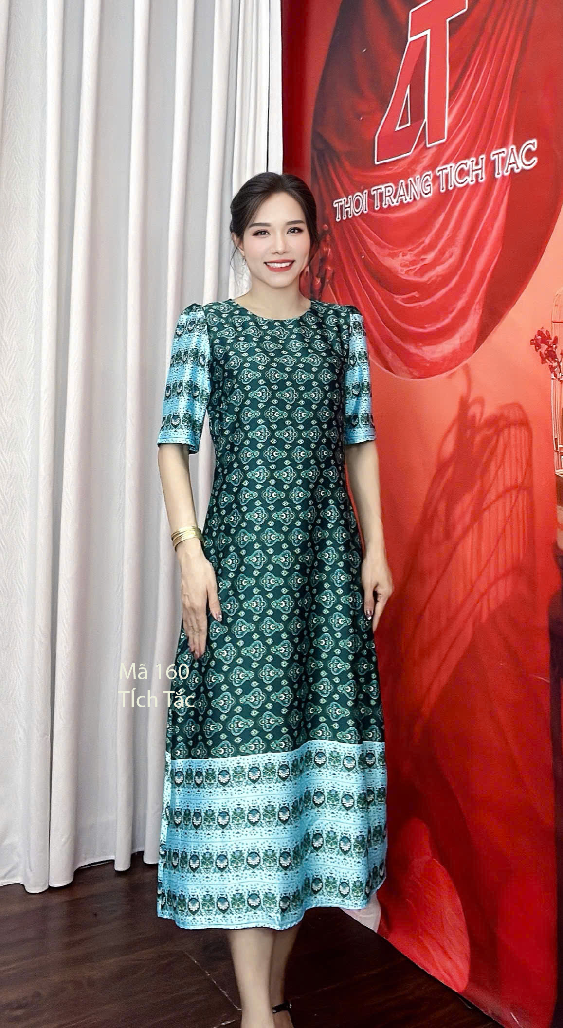 Dam xuong hoa tiet tho cam mau xanh ve chai f160 3