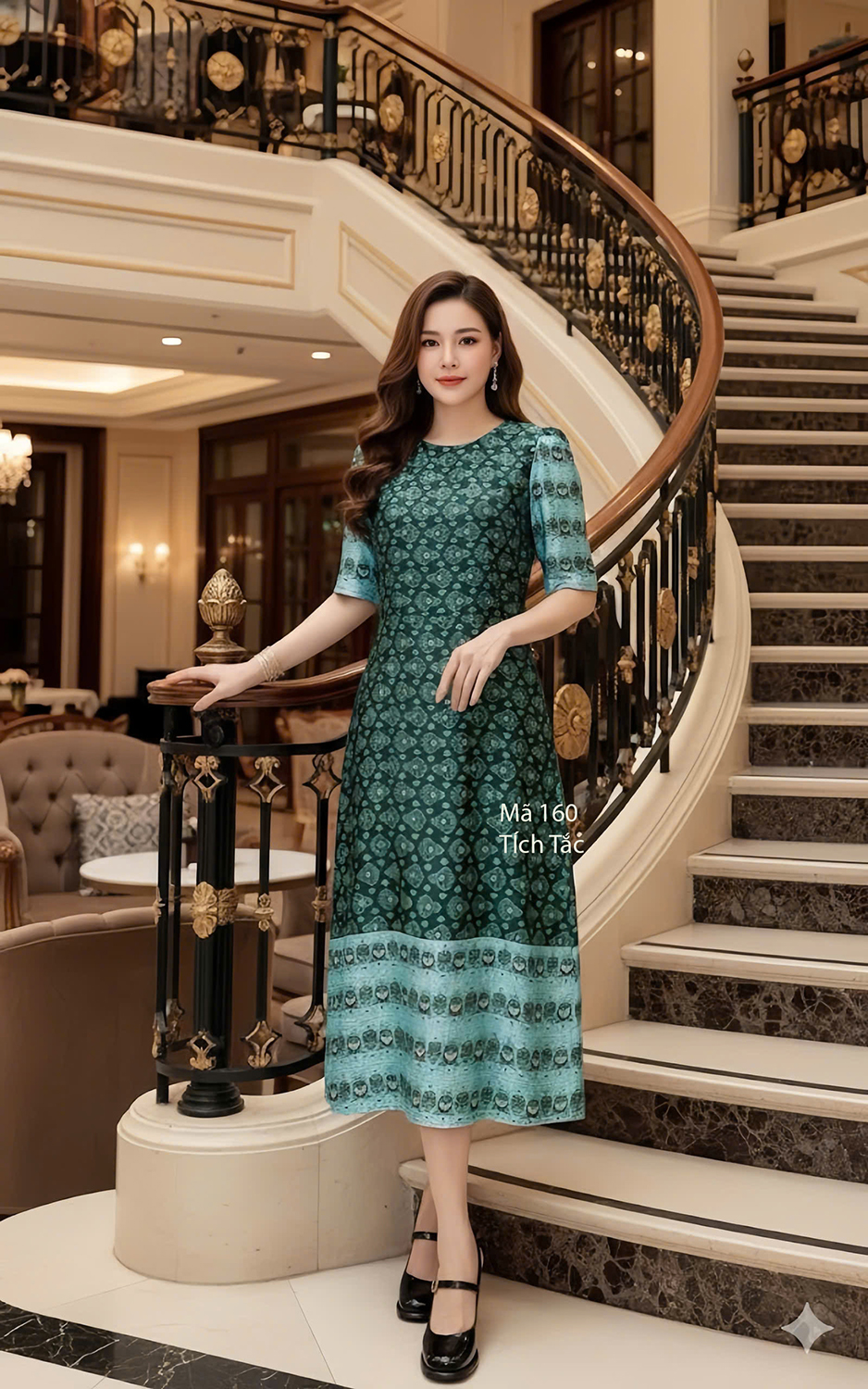Dam xuong hoa tiet tho cam mau xanh ve chai f160 6