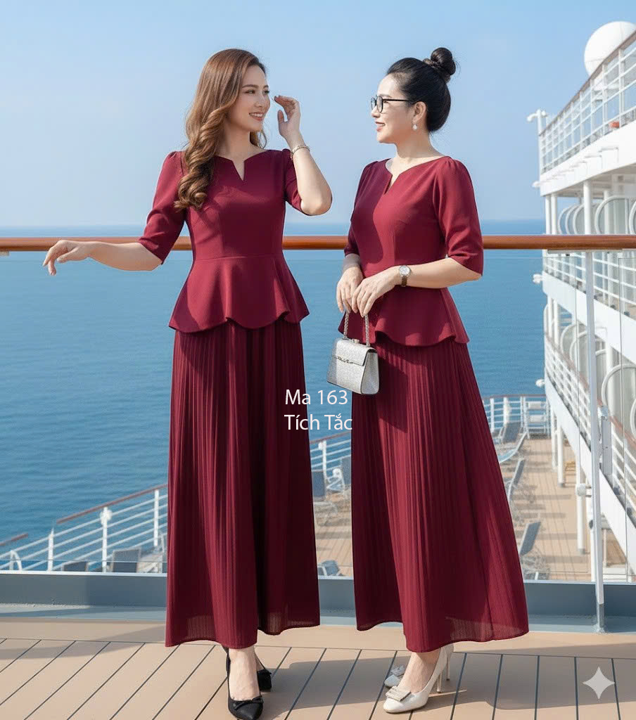 Dam phoi peplum dap ly mau do do f163 3