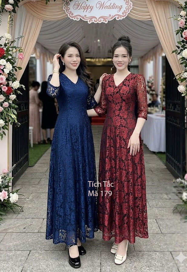 Dam ren maxi mau xanh den co tim f179-do-xanh