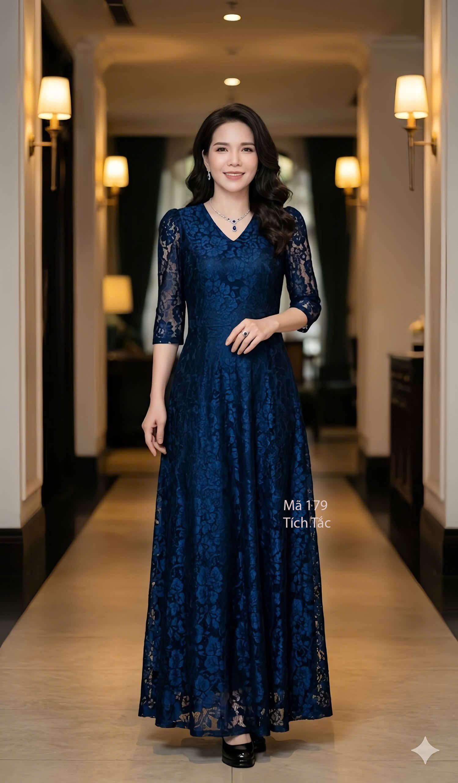 Dam ren maxi mau xanh den co tim f179 1