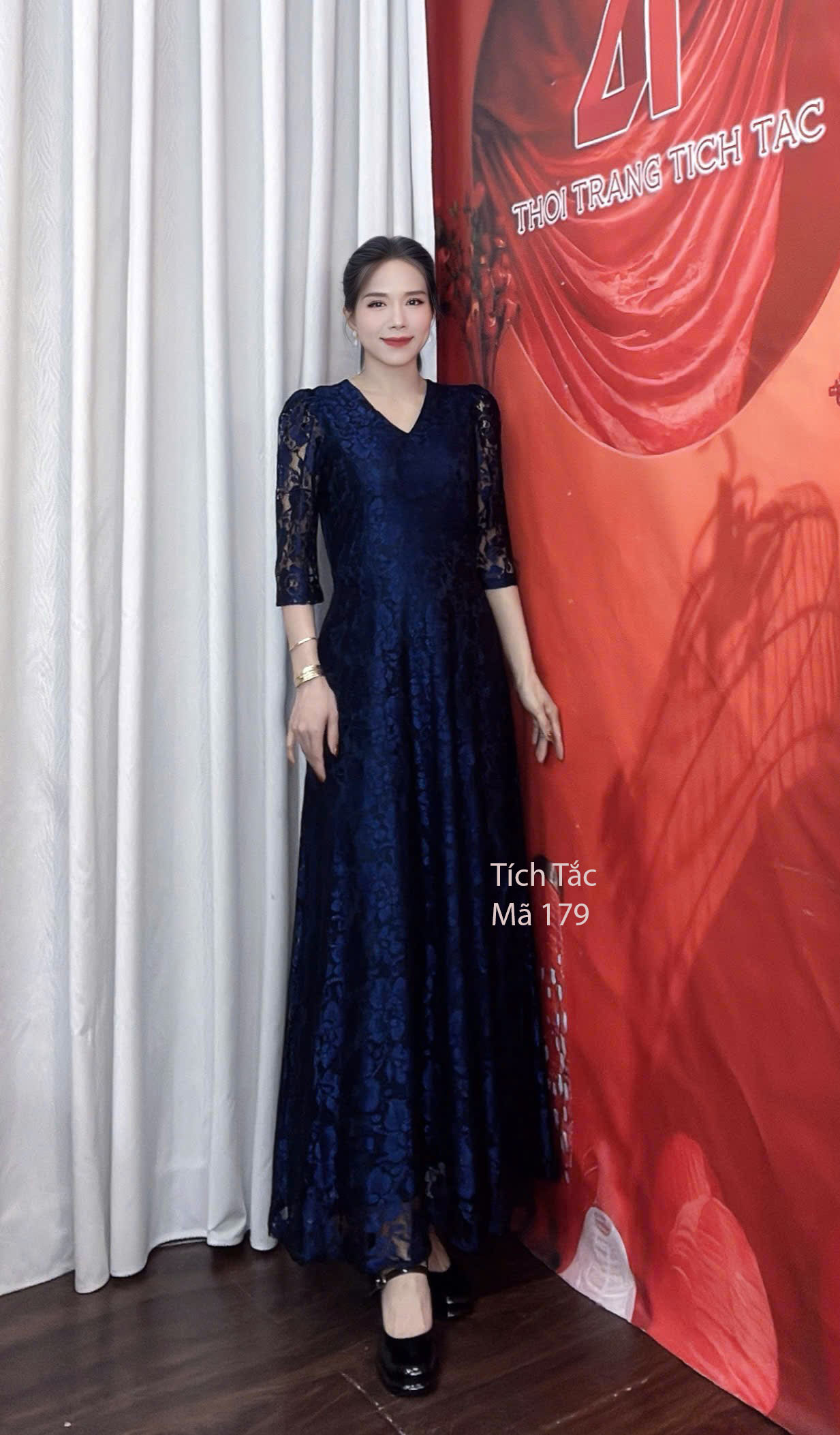 Dam ren maxi mau xanh den co tim f179 2