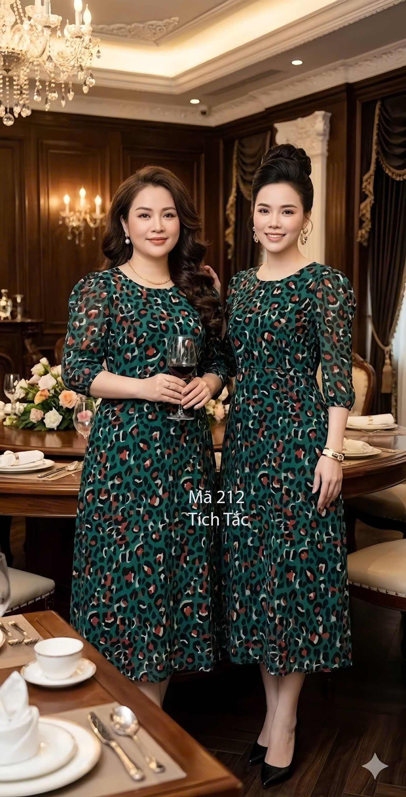 Dam xoe co tron hoa tiet beo mau xanh f212 8