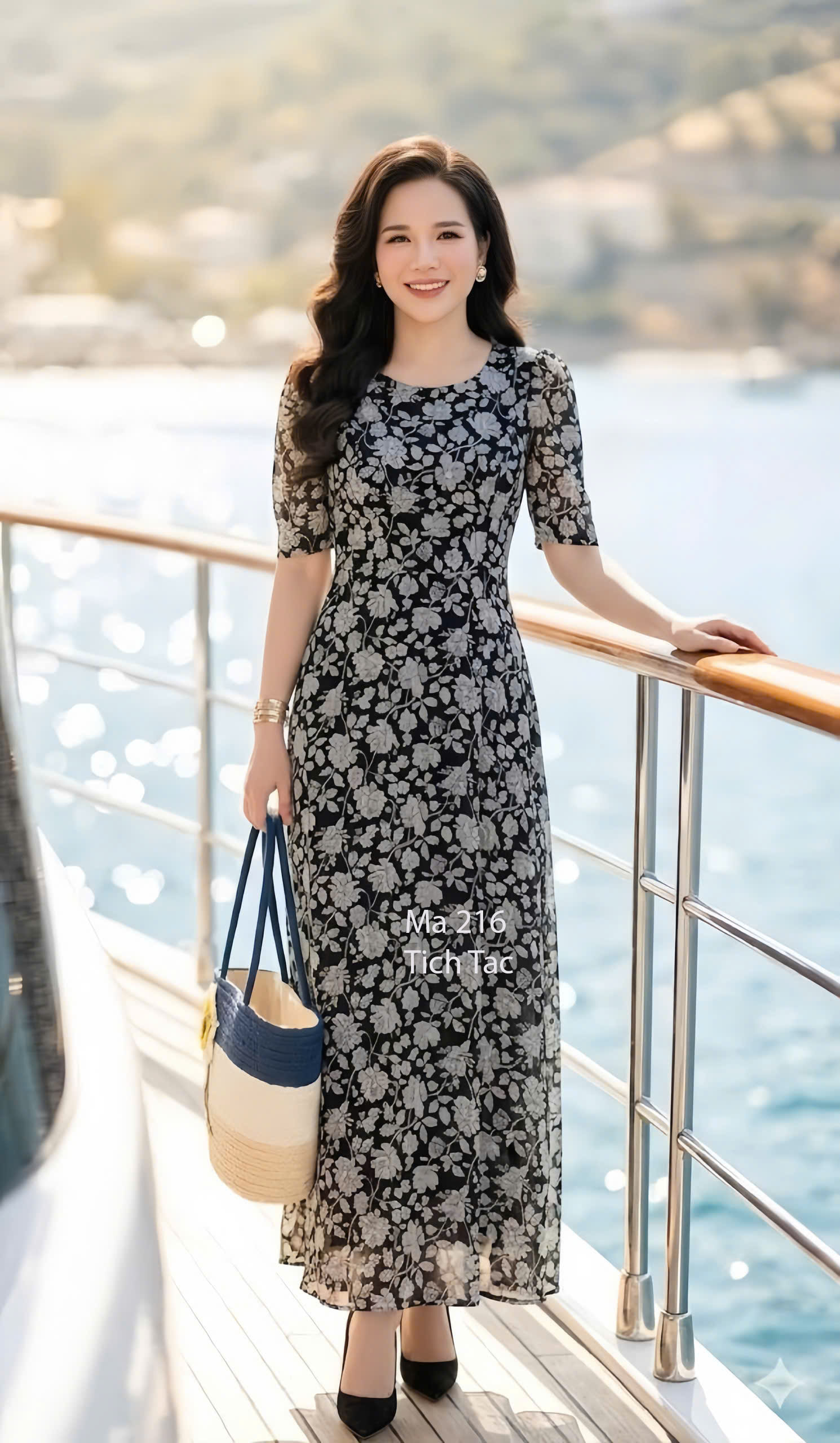 Dam maxi voan co tron nen den bong trang f216 11