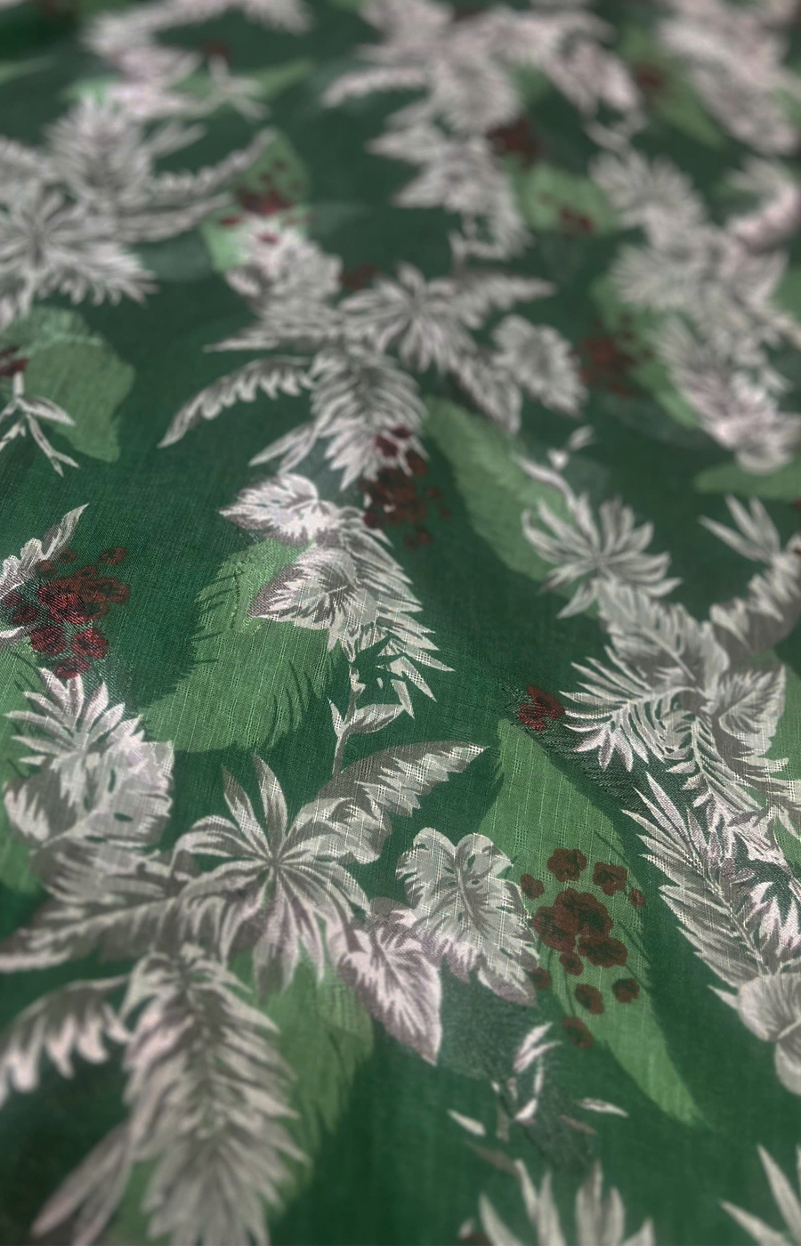 Dam maxi voan co tim nen la cay mau xanh la f224 8