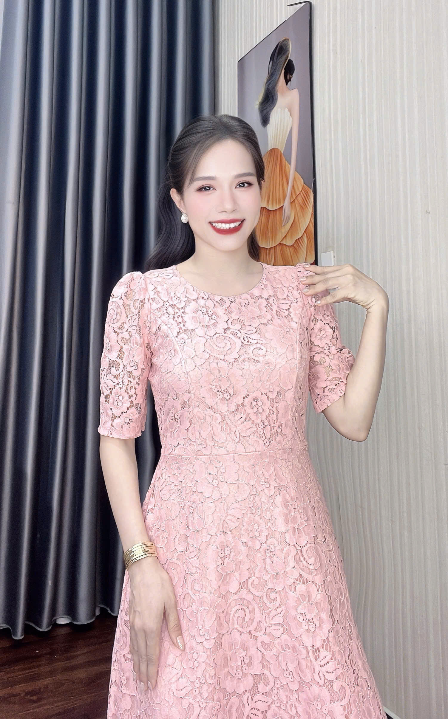 Dam ren co tron mau hong f228 4