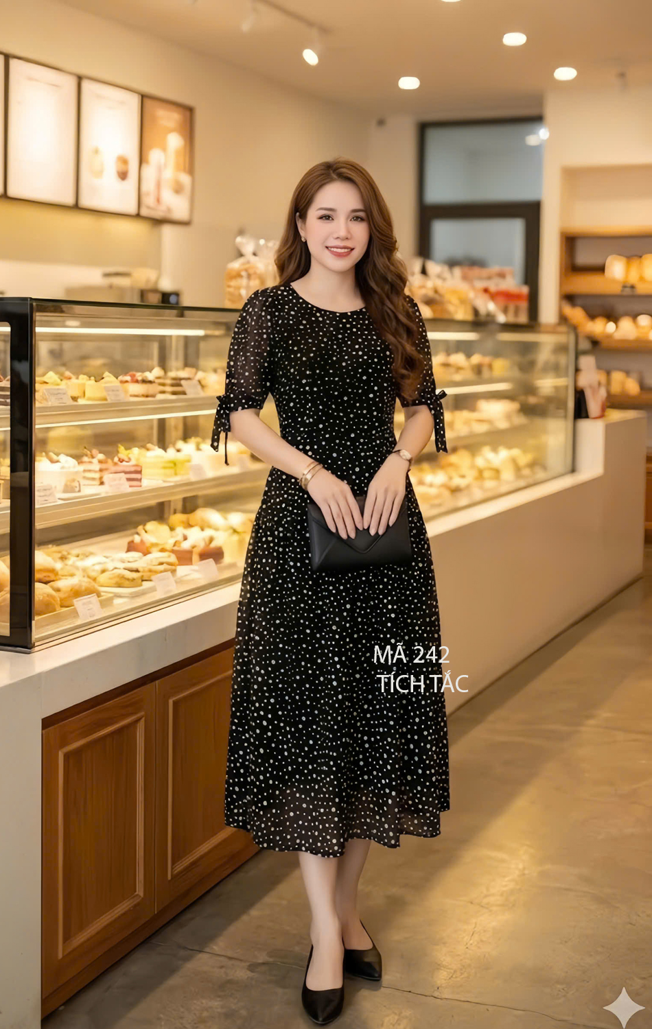 Dam co tron tang mau den cham bi trang f242 5