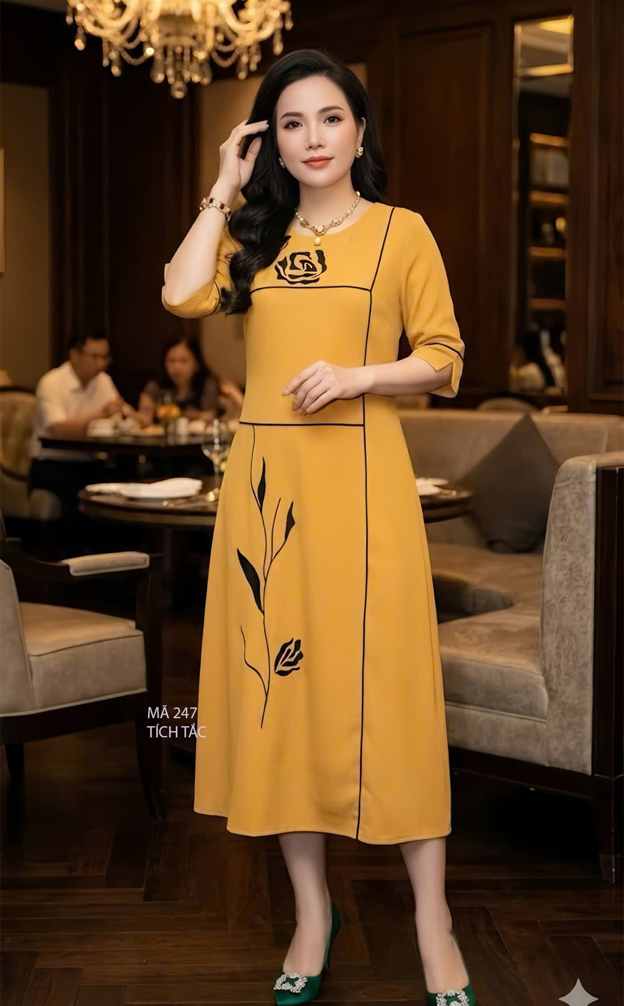 Dam suong mau vang theu hoa den vien den f247 5