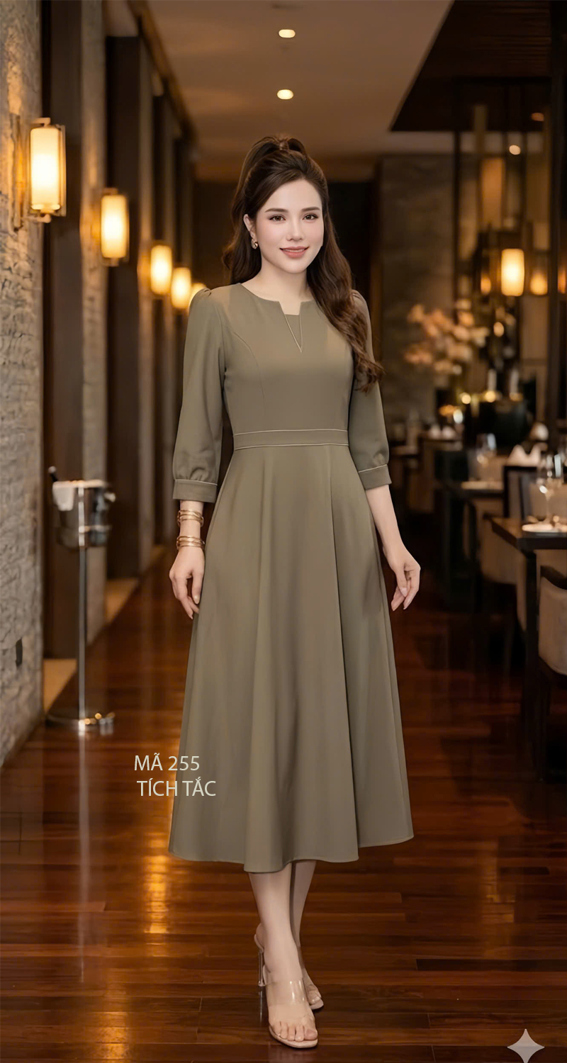 Dam xoe co xe v chan chi mau nau f255 3