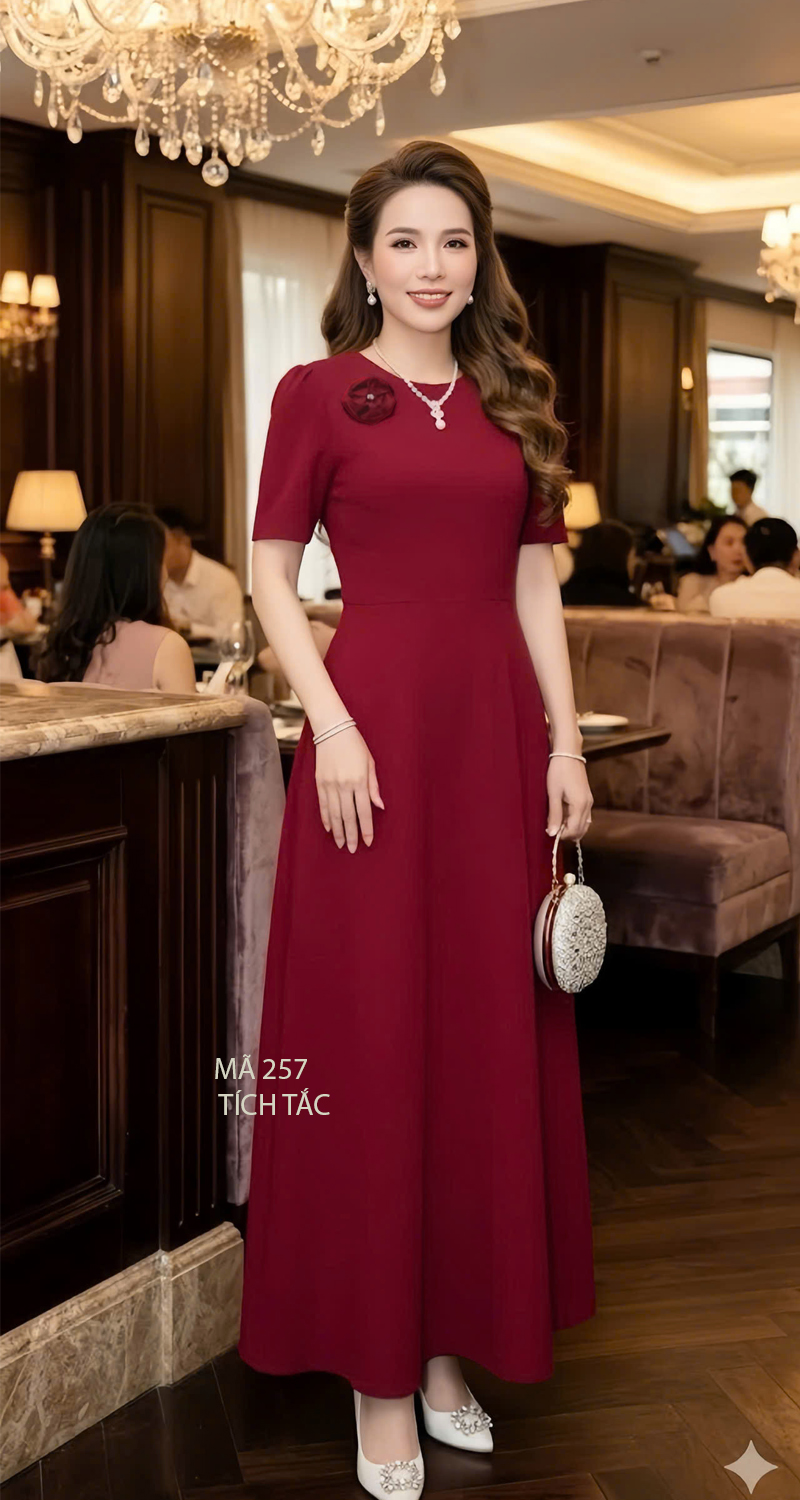 Dam maxi tam y kem hoa roi mau do f257 4
