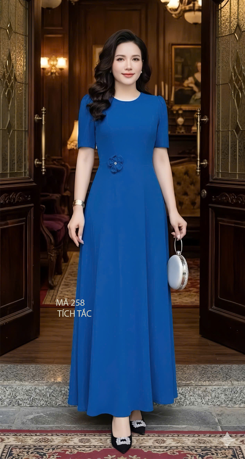 Dam maxi tam y kem hoa roi mau xanh f258 6