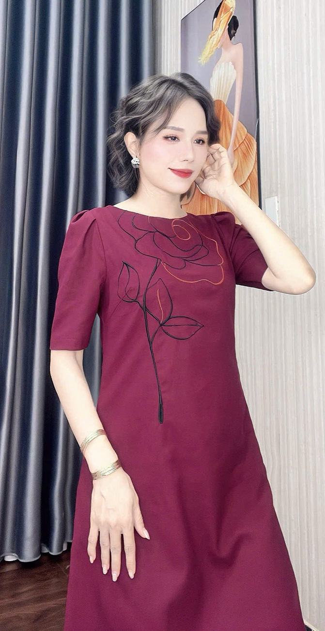 Dam suong theu vien hoa mau do man f271 2