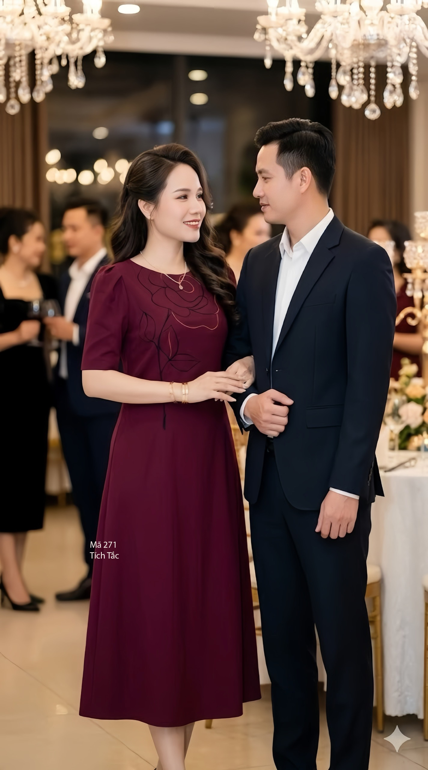 Dam suong theu vien hoa mau do man f271 8