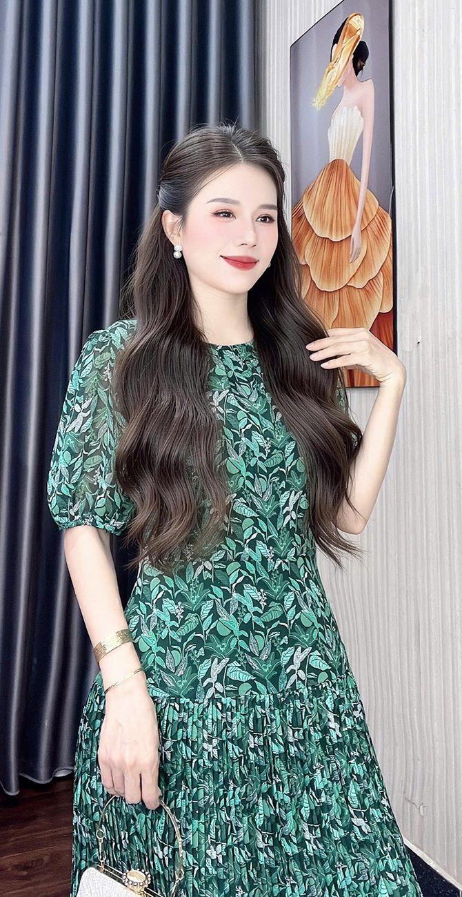 Dam dap ly hoa tiet co xep ly mau xanh la f280 1