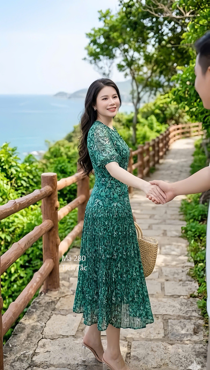 Dam dap ly hoa tiet co xep ly mau xanh la f280 11
