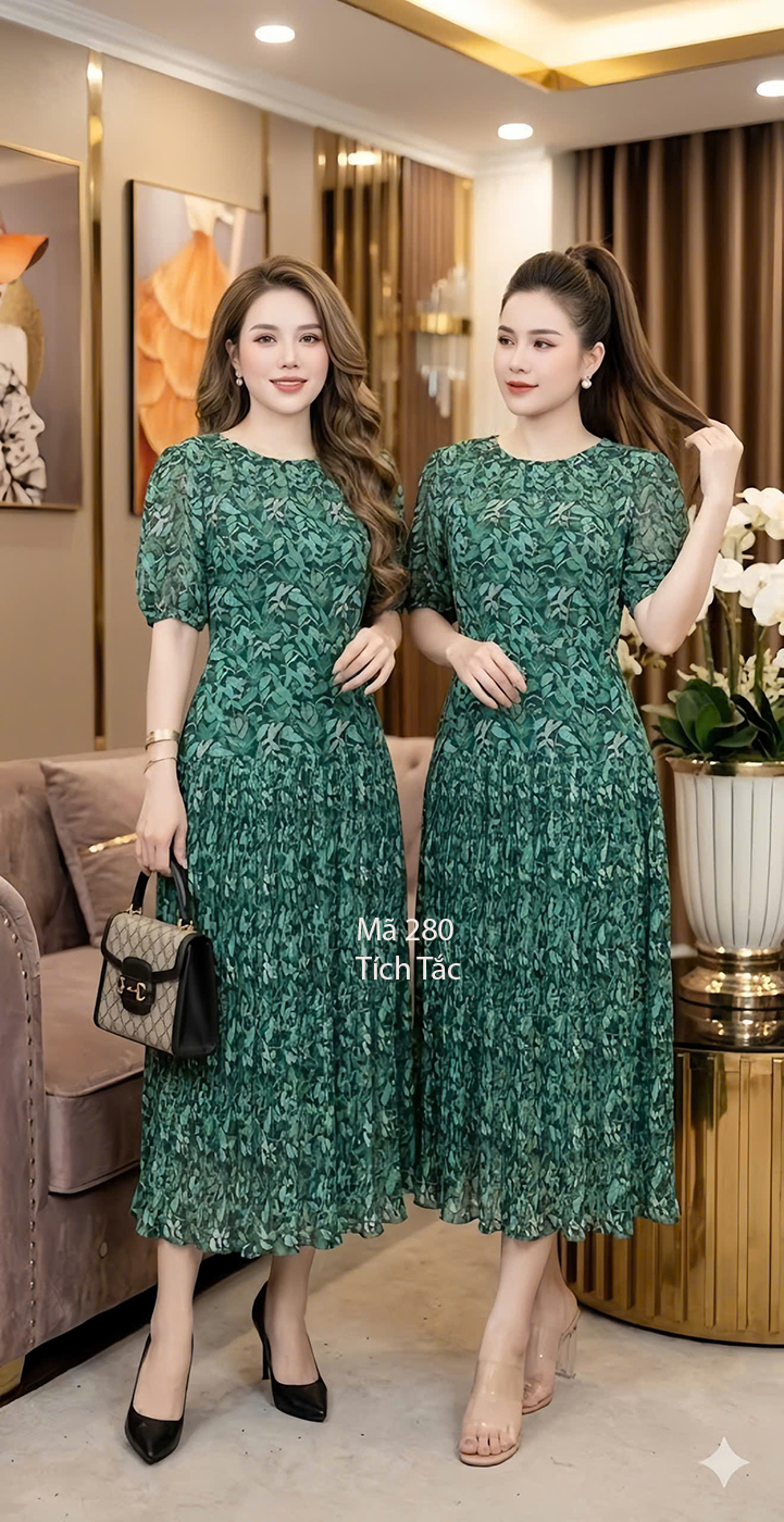 Dam dap ly hoa tiet co xep ly mau xanh la f280 12