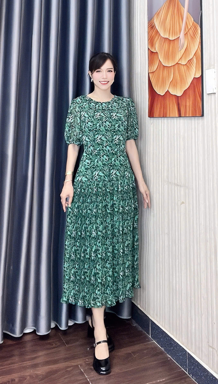 Dam dap ly hoa tiet co xep ly mau xanh la f280 15
