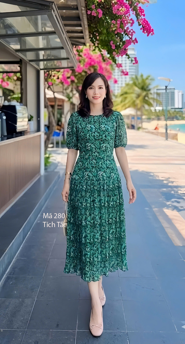 Dam dap ly hoa tiet co xep ly mau xanh la f280 6