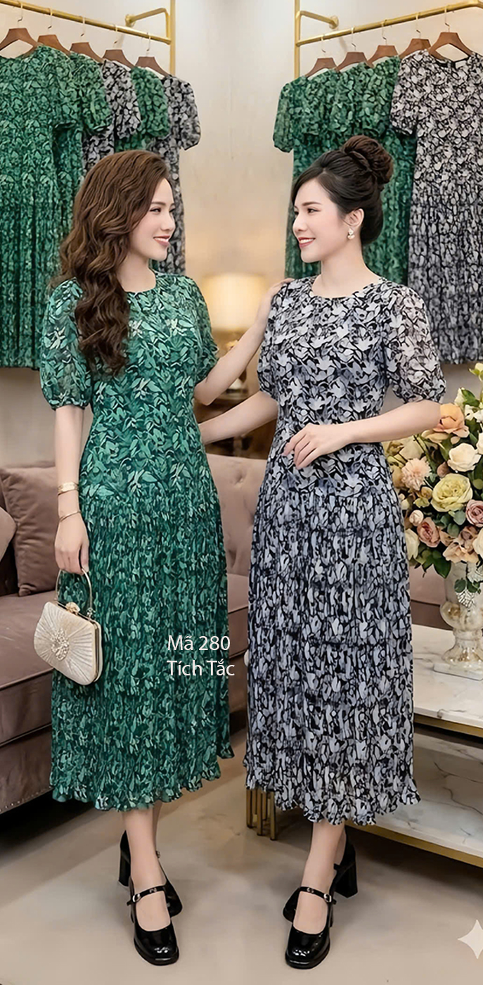 Dam dap ly hoa tiet co xep ly mau xanh la f280 7