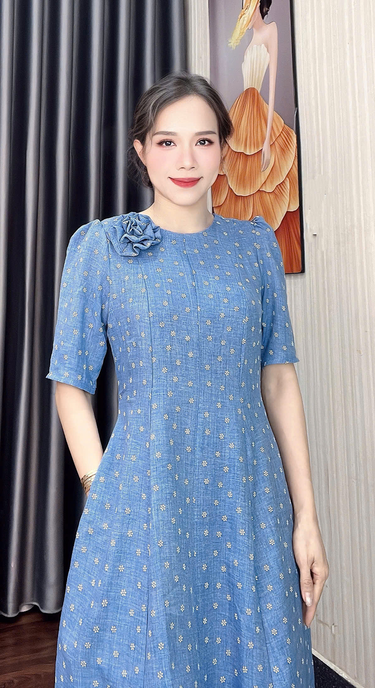 Dam 8 manh co tron hoa tiet hoa mau xanh bien f295 3