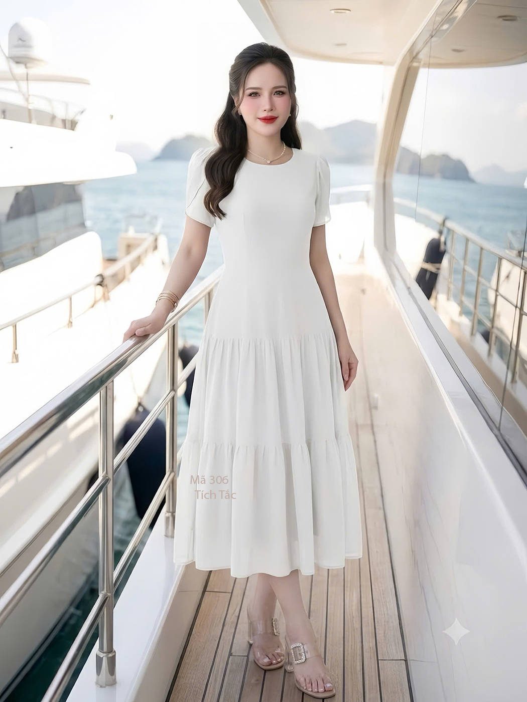 Dam voan co tron tang xoe mau trang f306 4