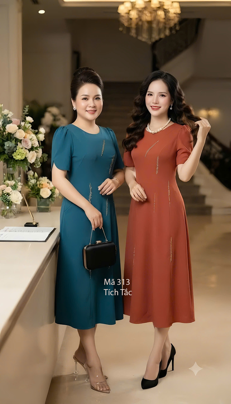Dam thun cotton ket cuom mau cam f313 3