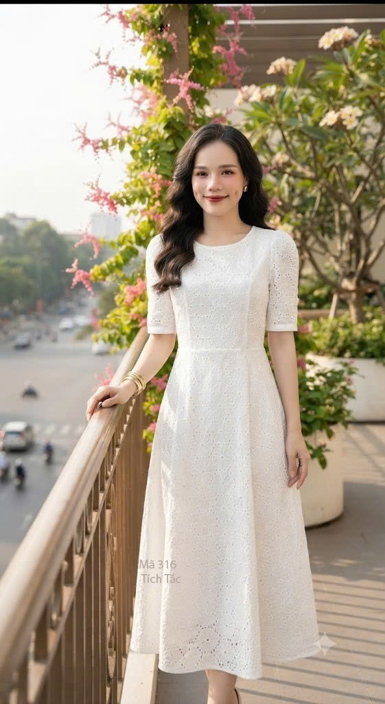 Dam boy theu cao cap co tron mau trang f316 1