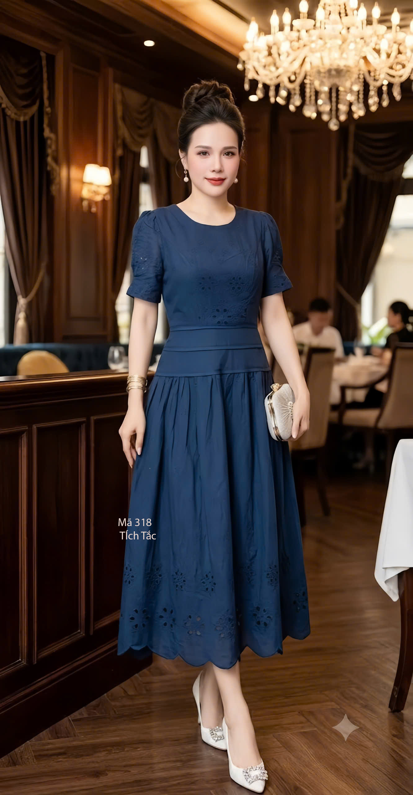 Dam xo theu vien eo mau xanh den f318 4