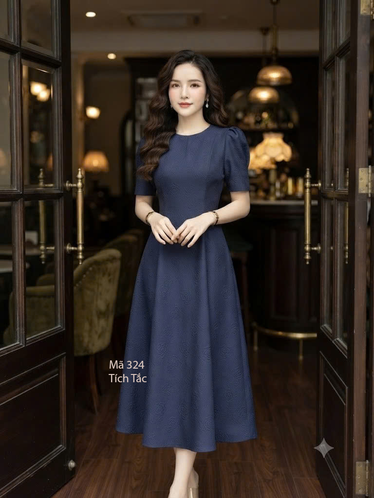 Dam 8 manh co tron hoa noi mau xanh den f324 6