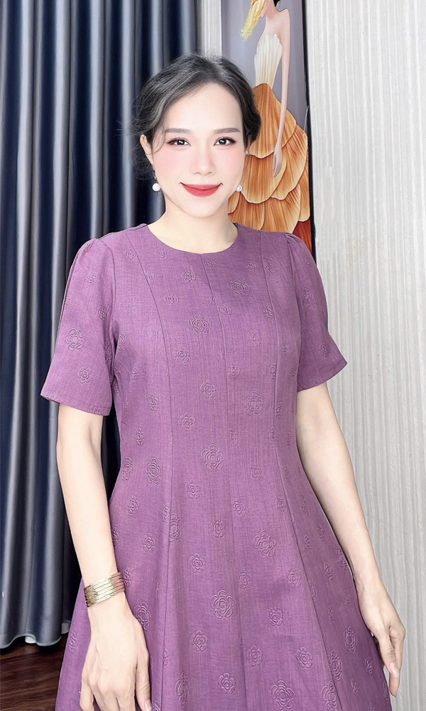 Dam 8 manh co tron hoa noi mau hong tim f325 4