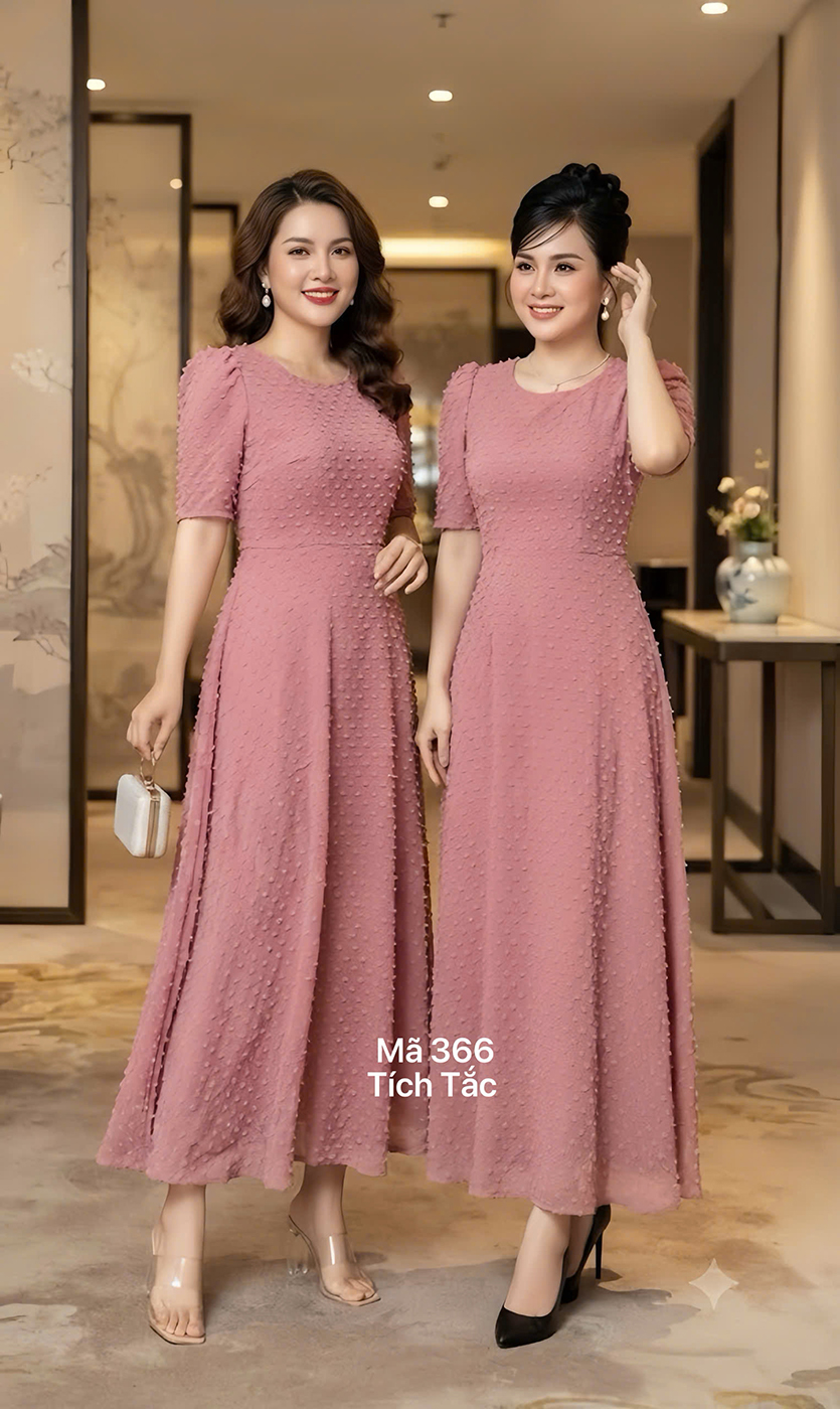 Dam maxi voan long vu mau hong f365 1