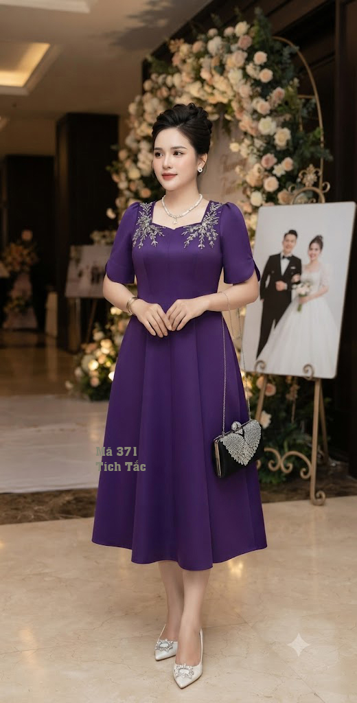 Dam co vuong ket cuom mau tim f371 4