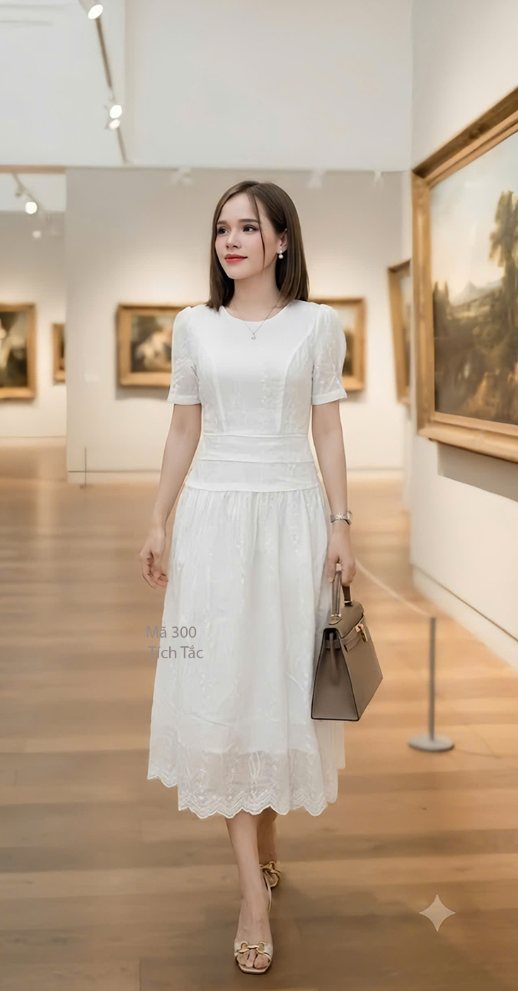 Dam xo theu vien eo mau trang f300 5